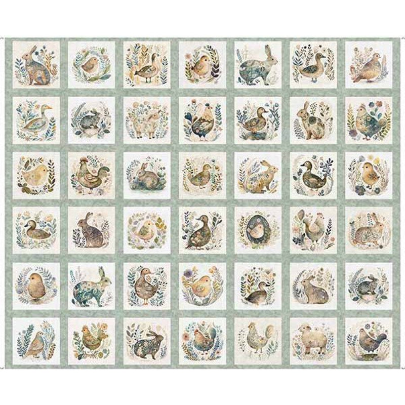 Cotton Tails - Small Animal Patch Sage Panel | 30079-H