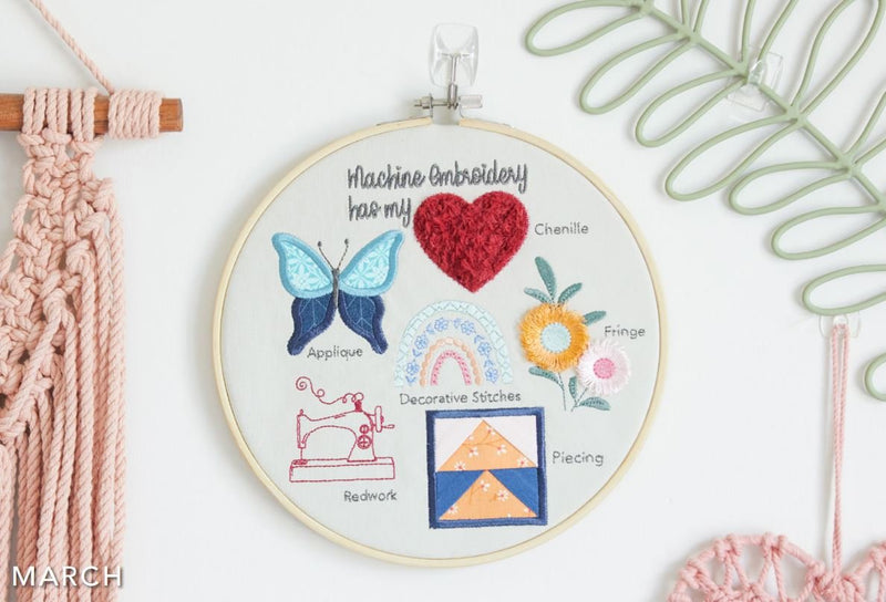 Kimberbell Digital Dealer Exclusive 2024 | March - Embroidery Hoop Stitch Sampler  ***