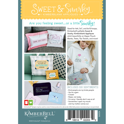 Kimberbell Designs |  Sweet & Snarky Kimberblank Appliques - Machine Embroidery