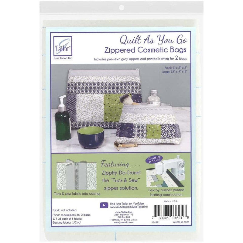 June Tailor - Quilt As You Go Zippered Cosmetic Bags | Gray (Set of 2)