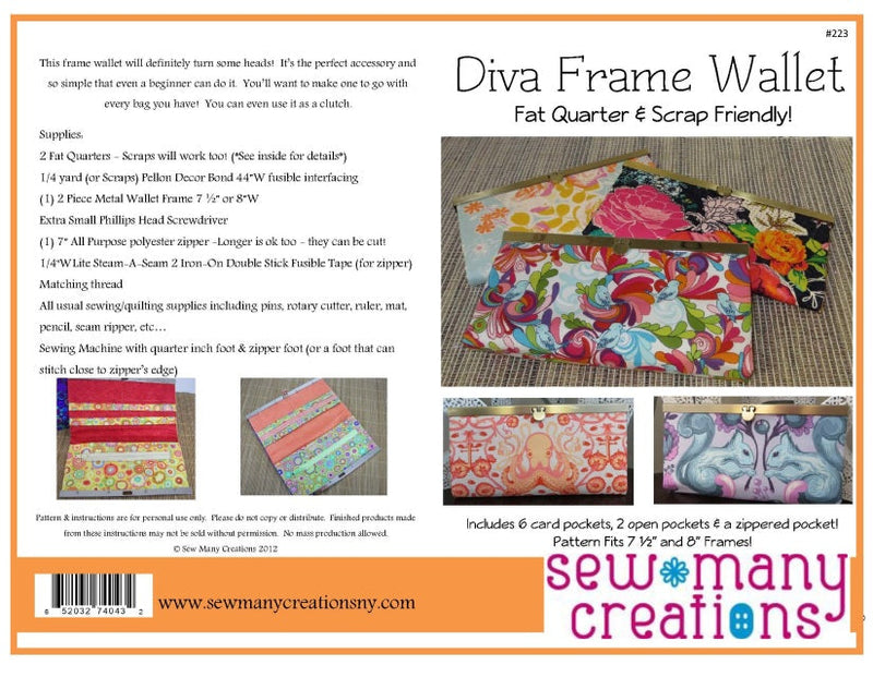 Diva Frame Wallet | Sew Many Creations