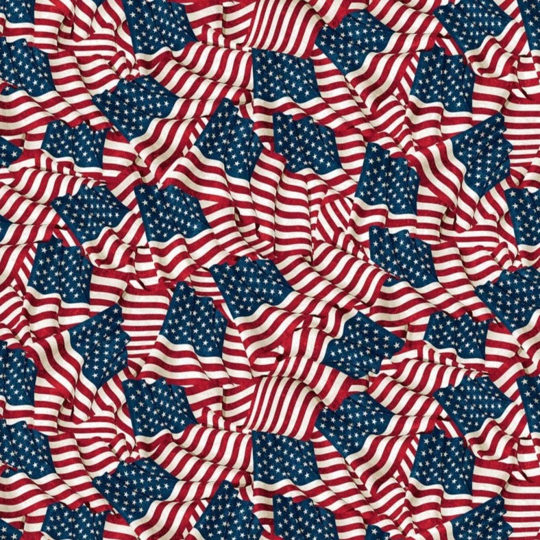 Stars and Stripes - Waving Flags Navy Multi | 24284-49