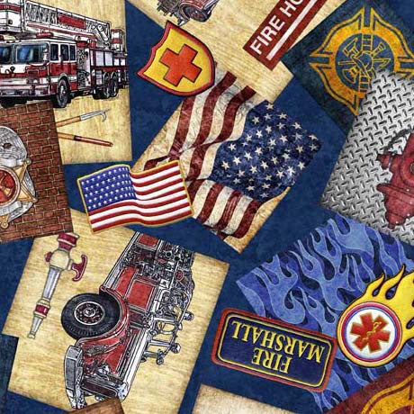 American Heroes Firefighter - Firefighter Overlapping Patches Navy | 2600-30679-N