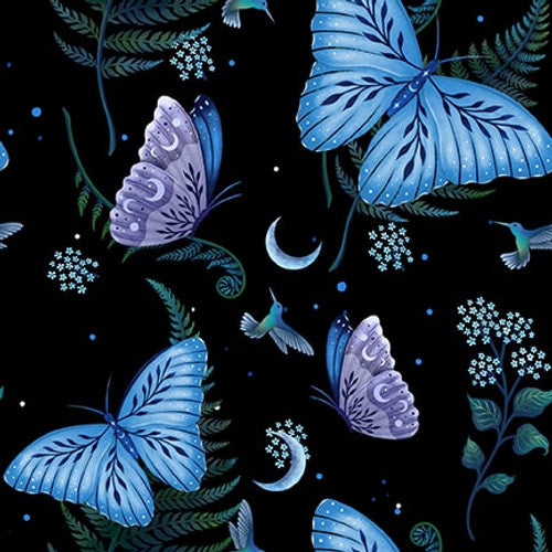 Jardin De Lune - Butterflies Glow Black | 3827G-99