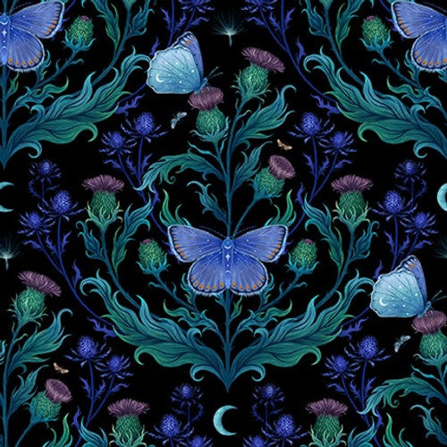 Jardin De Lune - Butterflies with Greenery Glow Black | 3828G-99