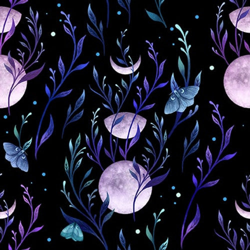 Jardin De Lune - Butterflies with Thistle Flowers Glow Black | 3831G-99