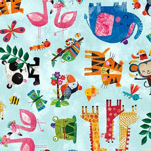 Zoo Crew - Characters Allover Soft Blue | 3865-11