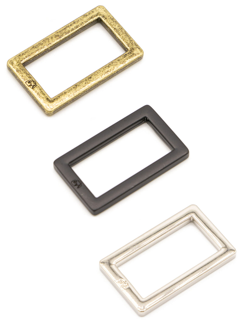 By Annie - Flat Rectangle Rings set of 2 | 1" Black Metal