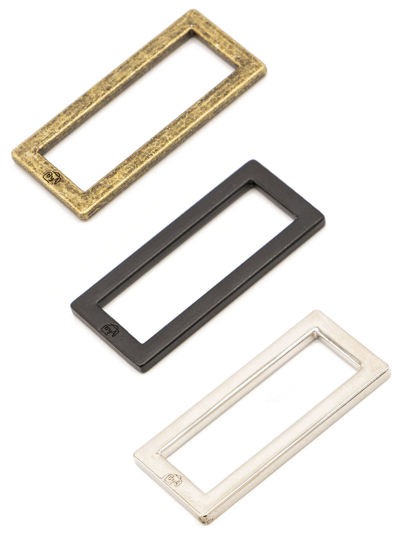 By Annie - Flat Rectangle Rings set of 2 | 1.5" Antique Brass