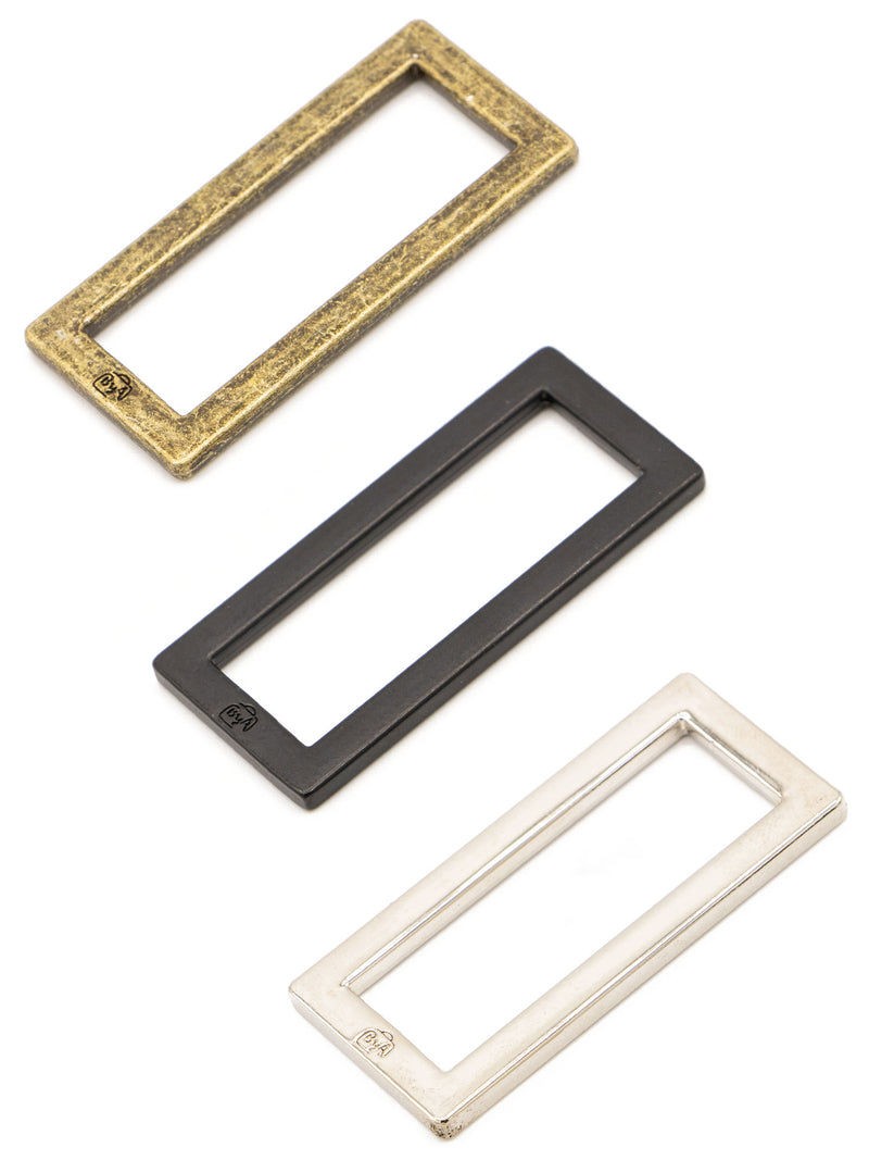 By Annie - Flat Rectangle Rings set of 2 | 1.5" Nickel