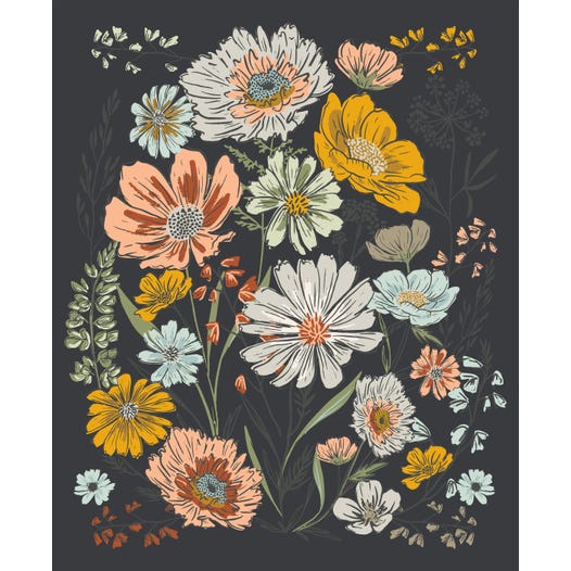 Woodland Wildflowers - Panel Charcoal | 45588-19