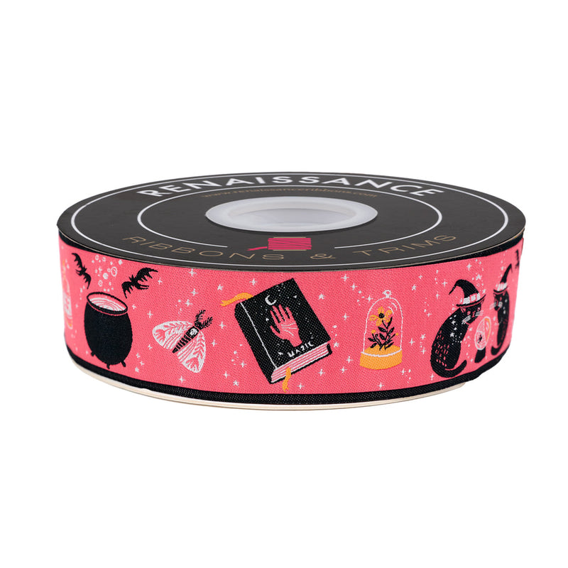 Renaissance Ribbons | Witchy Ways - Witchy Kitty Pink 1 1/2"