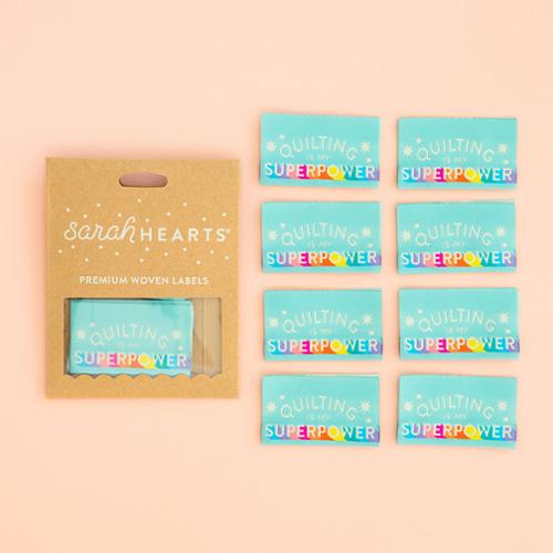 Sarah Hearts | Quilting is My Superpower Labels - 8 pack