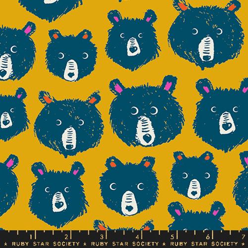 Teddy and the Bears - Bear Faces Goldenrod | RS2102-11