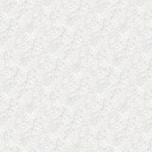 Cream & Sugar XI - Floral Paisley White on White | 7087-01W