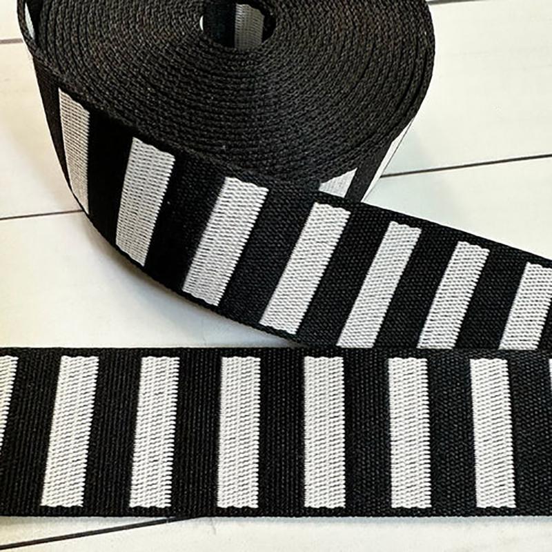 Stitch Supply Bold Stripe Webbing | Black & White - 1.5" BTY