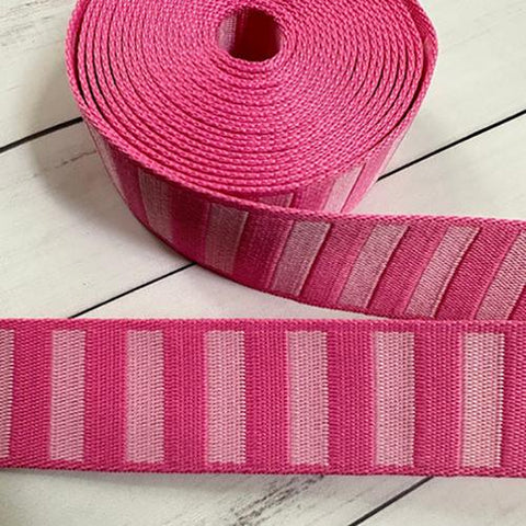 Stitch Supply Bold Stripe Webbing | Flamingo & Pale Pink - 1.5" BTY