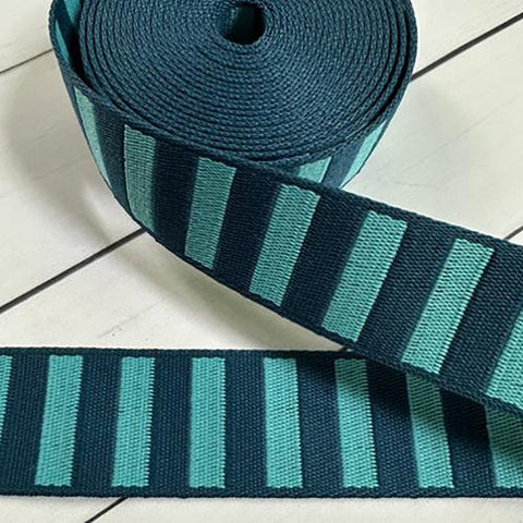 Stitch Supply Bold Stripe Webbing | Peacock & Turquoise - 1.5" BTY