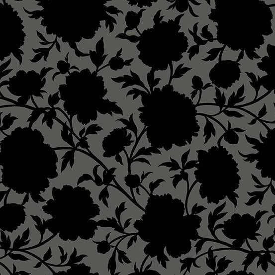 Verdigris - Floral Black on Grey | A-824-K