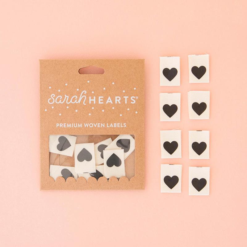 Sarah Hearts | Black Hearts Labels - 8 pack