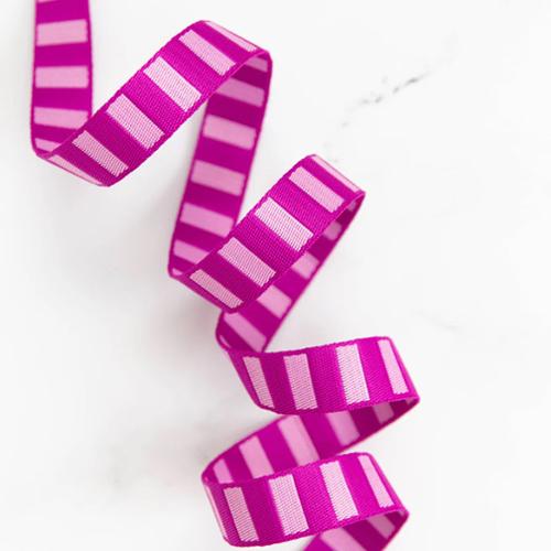 Stitch Supply Bold Stripe Webbing | Berry & Peony - 1"