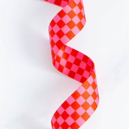 Stitch Supply - Checkered Webbing | Strawberry - 1.5"