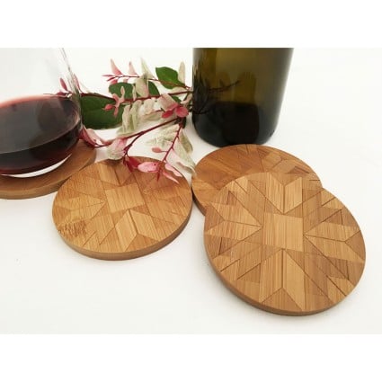 Built Quilt | Set of 4 Round Coasters - Ruby Roads