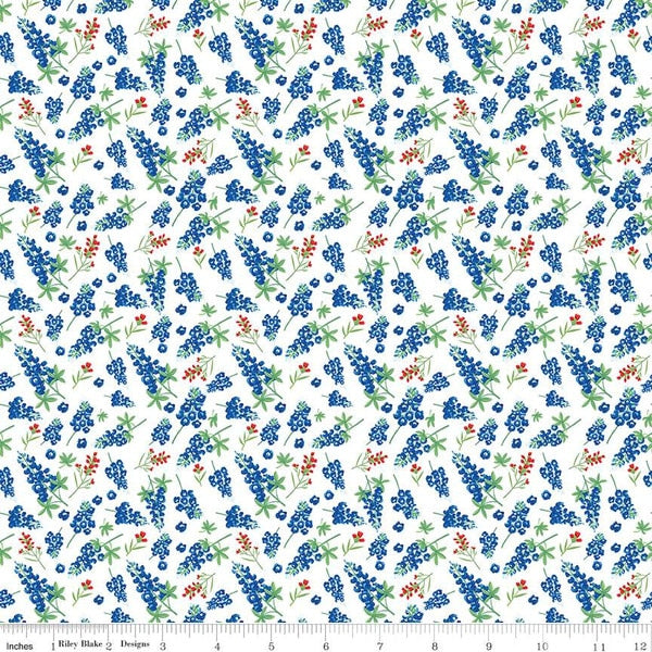 Friendship Florals - Bluebonnets White | C15842-WHITE
