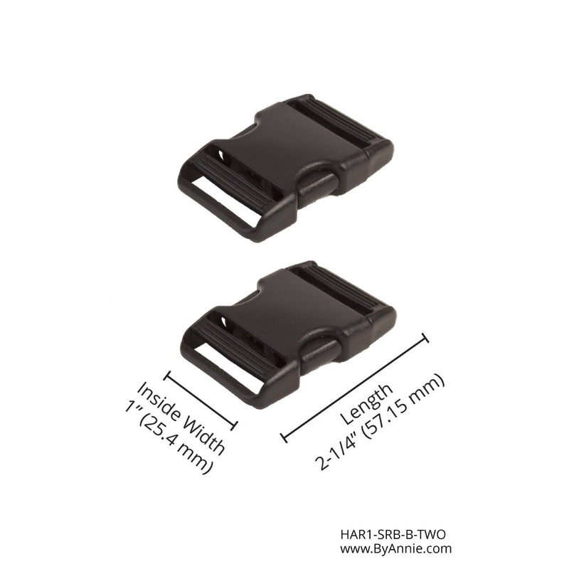 By Annie - Side Release Buckle set of 2 | 1" Black Plastic