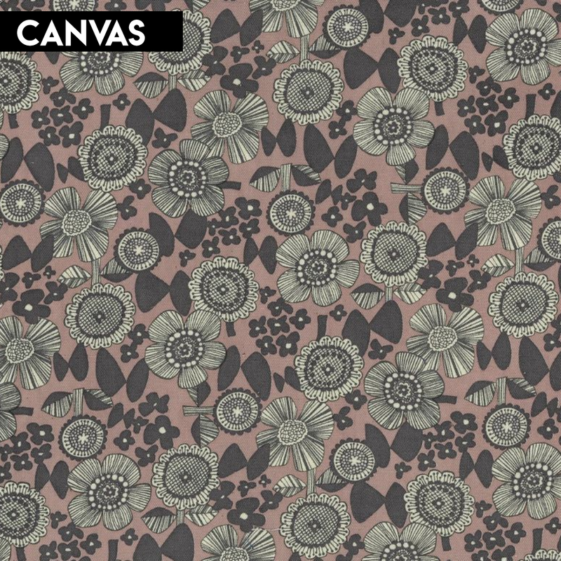 Kokka Linnea - Scandinavian Flowers Pink Canvas | YKA-26000-2B