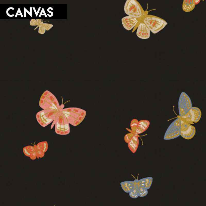 English Rose - Butterfly House Black Metallic Canvas | RP1405-BK3CM