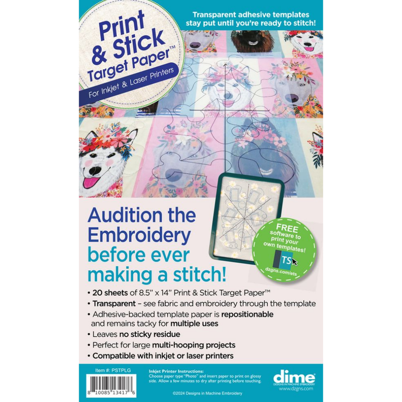 DIME - Print & Stick Target Paper | 8.5" x 14" Legal Size