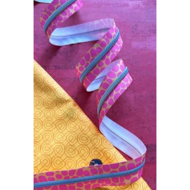 Sassafras Lane - Zippers BTY | Pink Pebble Zipper Tape Nickel Coil