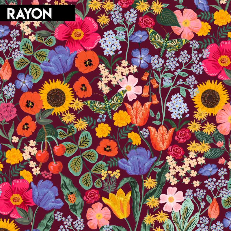Curio - Blossom Burgundy Digital Rayon | RP1100-BU6RD5