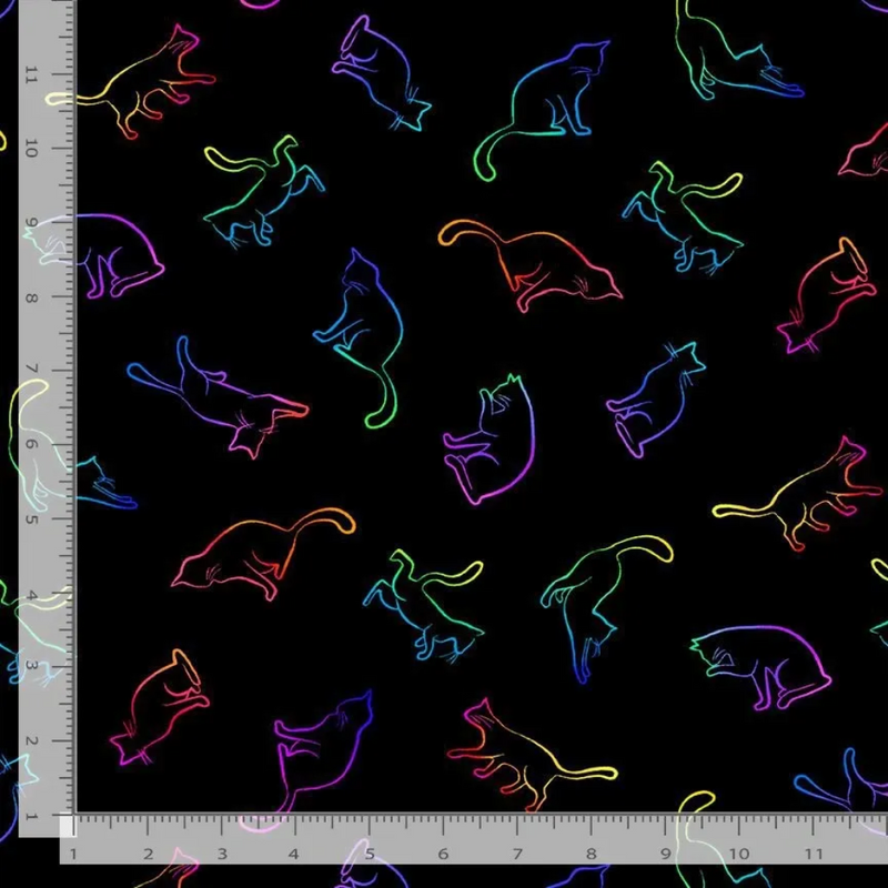 Rainbow Silhouette Cats - Black | CAT-CD3034