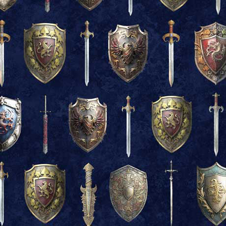 Wizards and Warriors - Swords and Shields Navy | 2600-30241-N