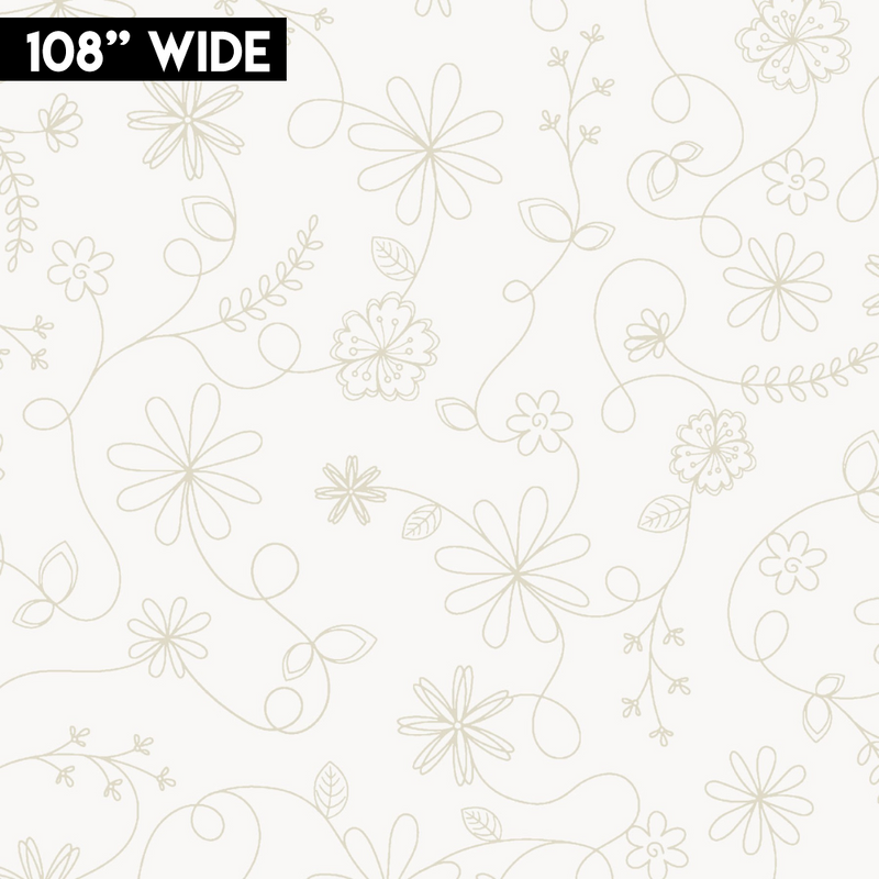 108" Kimberbell Quilt Backs - Swirl Floral Light Cream | MASQBD211-E
