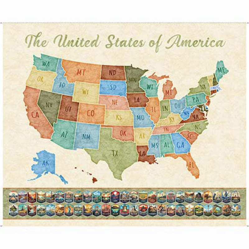 On the Road Again - US Map Panel Multi | 2600-30737-X