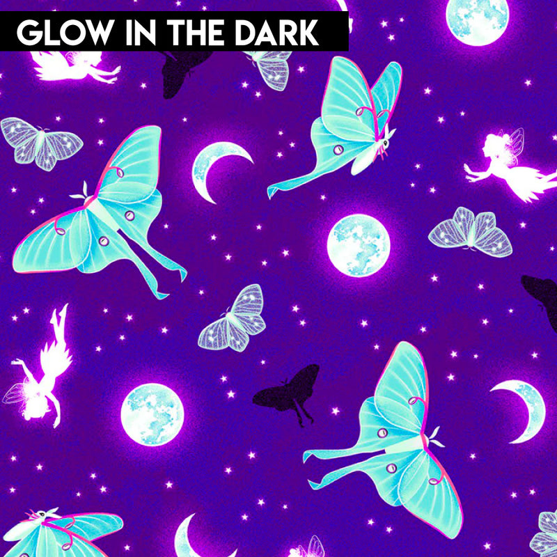 Magic Moon Garden - Moths and Moons Purple Glow in the Dark | 787G-55