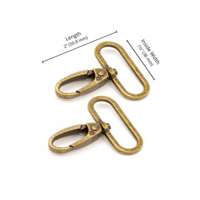 By Annie - Swivel Hooks set of 2 | 1.5" Antique Brass