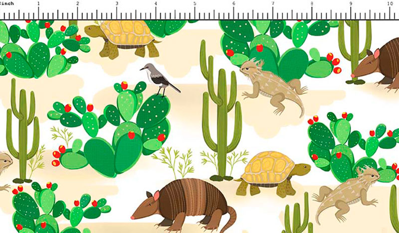 All Texas Shop Hop - Cactus & Animals White | 2600-30089-Z