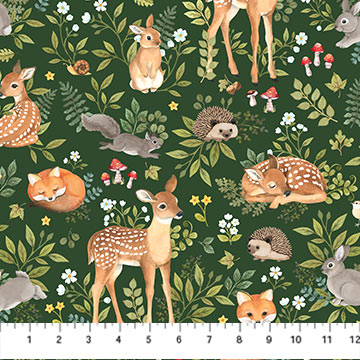 Woodland Babes - Forest Feature Dark Green Multi | DP27168-78