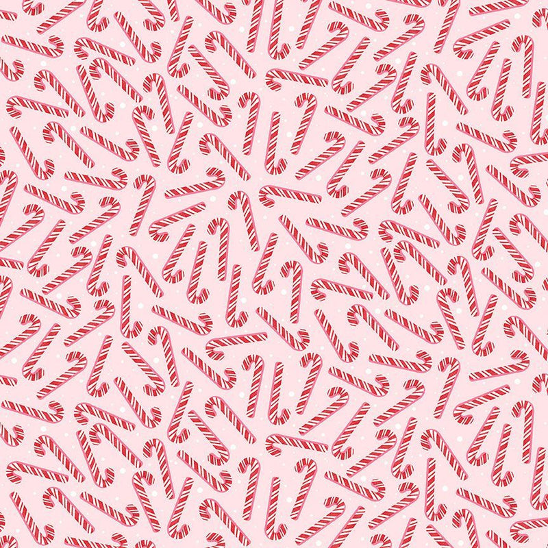 Gingerbread Dreams - Tossed Candy Canes and Dots Pink | HOLIDAY-CD2837