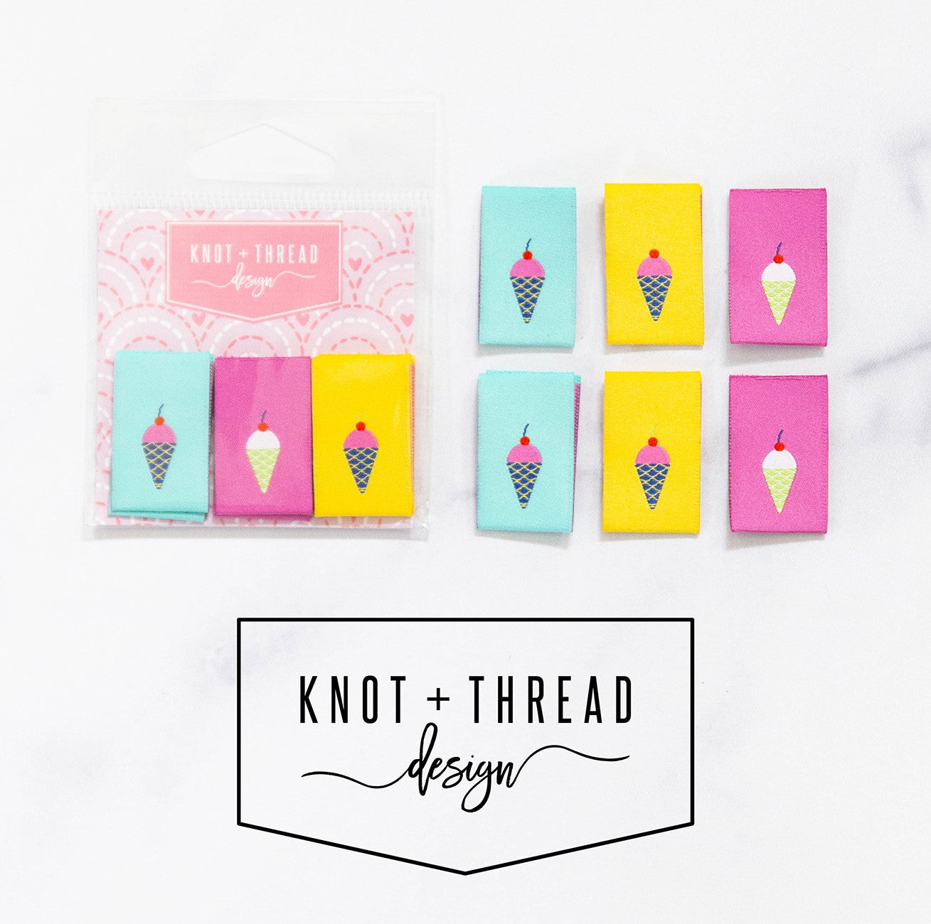 Knot & Thread Design | Ice Cream Cone Labels - 6 pack – Austin Sewing