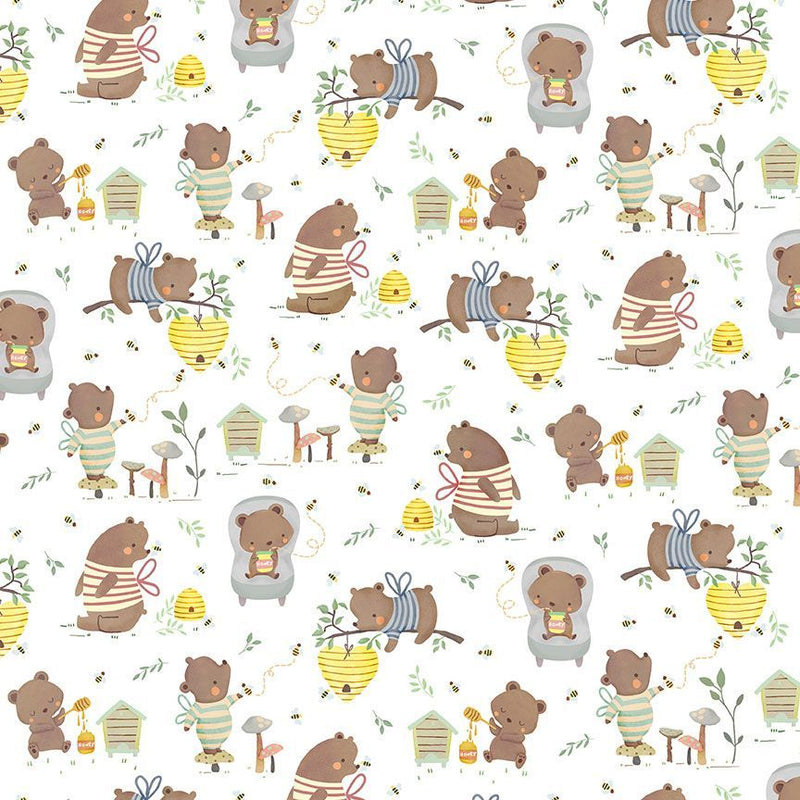 Honey Bear - Bears and Bees Scenic White | KIDZ-CD3487