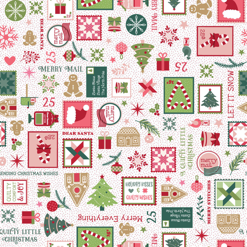 Quilty Little Christmas - Merry Mail White | MAS10574-W