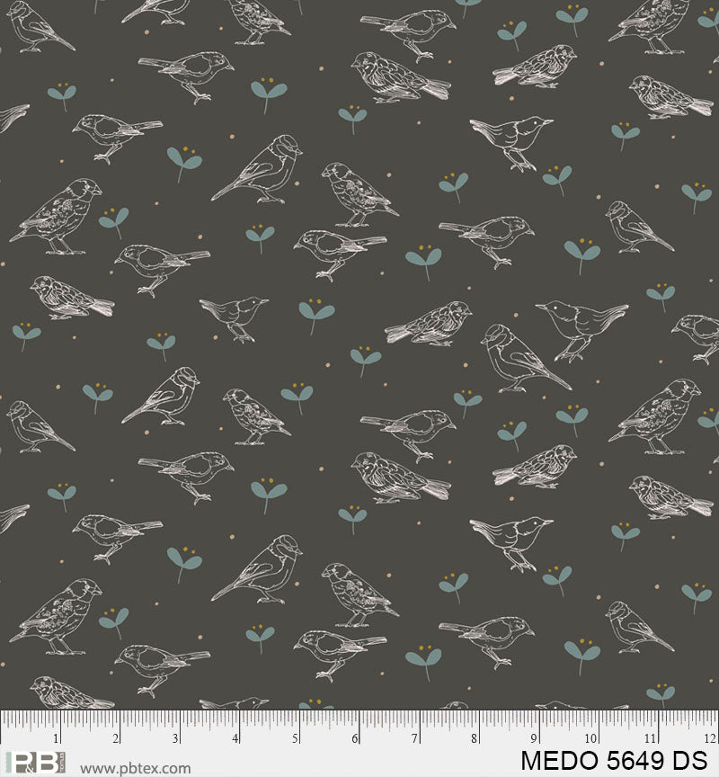 Meadow - Birds Grey Green | MEDO-5649-DS