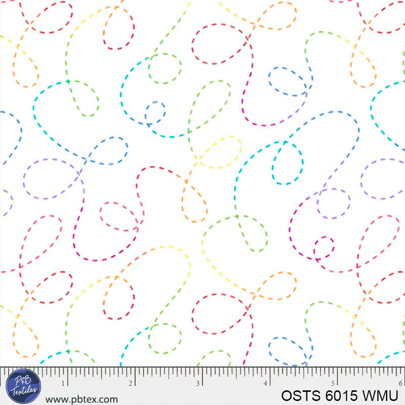 One Stitch Two Stitch - Rainbow Stitched Curlicues White | OSTS06015-W ...