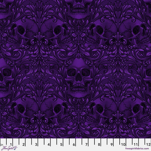 Mystic Moonlight - Skull Damask Purple | PWRH089.PURPLE