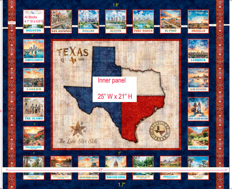 All Texas Shop Hop 2025 - Texas Map Panel | 30884 -X